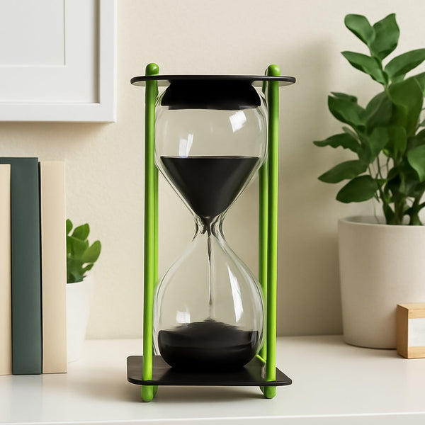 Glass & Stainless Steel Decorative Sand Timer 19 cm (1 Pc) (2 Minute Approx)